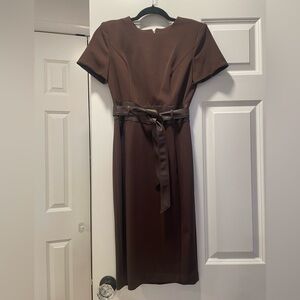 Calvin Klein Elegant Brown Dress with Belt